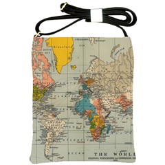 Vintage World Map Shoulder Sling Bag by Cowasu