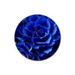 Blue Roses Flowers Plant Romance Blossom Bloom Nature Flora Petals Rubber Coaster (round) by Cowasu