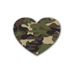 Texture Military Camouflage Repeats Seamless Army Green Hunting Rubber Coaster (Heart) Front