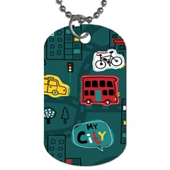 Seamless Pattern With Vehicles Building Road Dog Tag (two Sides) by Cowasu