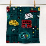 Seamless Pattern With Vehicles Building Road Face Towel Front