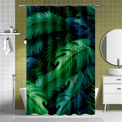 Tropical Green Leaves Background Shower Curtain 48  X 72  (small)  by Amaryn4rt