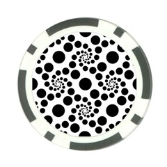 Dot Dots Round Black And White Poker Chip Card Guard by Amaryn4rt