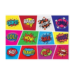 Pop Art Comic Vector Speech Cartoon Bubbles Popart Style With Humor Text Boom Bang Bubbling Expressi Crystal Sticker (a4) by Amaryn4rt