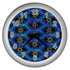 Blue Bee Hive Wall Clock (silver) by Amaryn4rt