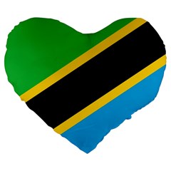 Flag Of Tanzania Large 19  Premium Flano Heart Shape Cushions by Amaryn4rt