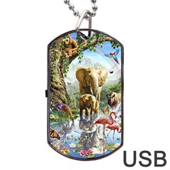 Beautiful Jungle Animals Dog Tag Usb Flash (one Side) by Ravend