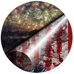 Independence Day Background Abstract Grunge American Flag Wooden Bottle Opener (round) by Ravend