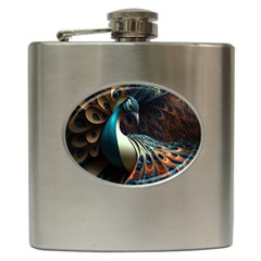 Colorful Peacock Bird Feathers Hip Flask (6 Oz) by Vaneshop