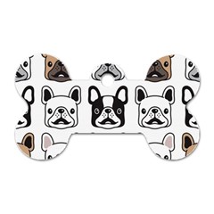 Dog-french-bulldog-seamless-pattern-face-head Dog Tag Bone (one Side) by uniart180623