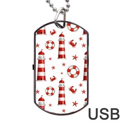 Nautical-seamless-pattern Dog Tag Usb Flash (two Sides) by uniart180623