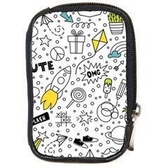 Set-cute-colorful-doodle-hand-drawing Compact Camera Leather Case by uniart180623