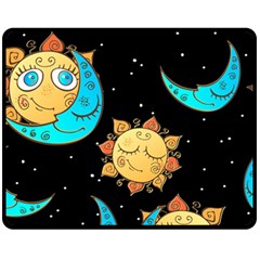 Seamless-pattern-with-sun-moon-children Fleece Blanket (medium) by uniart180623