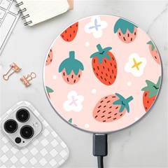 Strawberry-seamless-pattern Wireless Fast Charger(white) by uniart180623