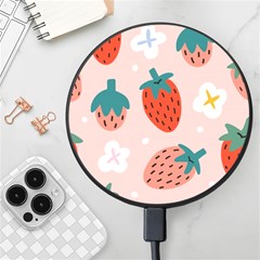 Strawberry-seamless-pattern Wireless Fast Charger(black) by uniart180623