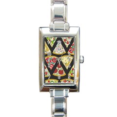 Vector-seamless-pattern-with-italian-pizza-top-view Rectangle Italian Charm Watch by uniart180623