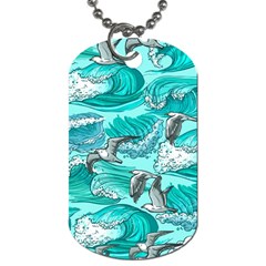 Sea-waves-seamless-pattern Dog Tag (two Sides) by uniart180623