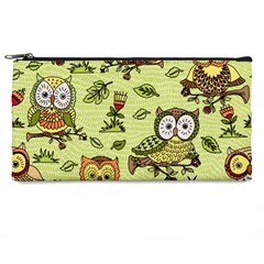 Seamless-pattern-with-flowers-owls Pencil Case by uniart180623