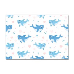 Seamless-pattern-with-cute-sharks-hearts Sticker A4 (100 Pack) by uniart180623