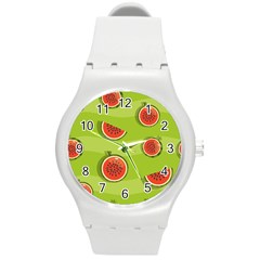 Seamless-background-with-watermelon-slices Round Plastic Sport Watch (m) by uniart180623