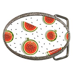 Seamless-background-pattern-with-watermelon-slices Belt Buckles by uniart180623