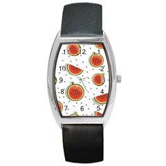 Seamless-background-pattern-with-watermelon-slices Barrel Style Metal Watch by uniart180623