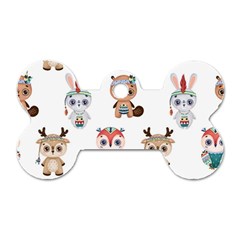 Cute-cartoon-boho-animals-seamless-pattern Dog Tag Bone (one Side) by uniart180623