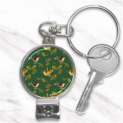 Cute-seamless-pattern-bird-with-berries-leaves Nail Clippers Key Chain by uniart180623