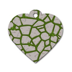 Cartoon-gray-stone-seamless-background-texture-pattern Green Dog Tag Heart (one Side) by uniart180623