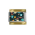 Seamless-pattern-with-breakfast-symbols-morning-coffee Gold Trim Italian Charm (9mm) Front