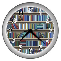 Bookshelf Wall Clock (silver) by uniart180623