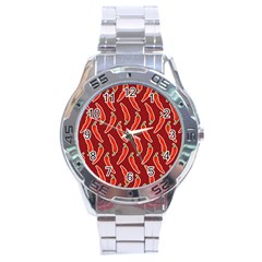 Chili-pattern-red Stainless Steel Analogue Watch by uniart180623