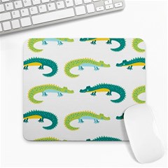 Cute-cartoon-alligator-kids-seamless-pattern-with-green-nahd-drawn-crocodiles Large Mousepad by uniart180623