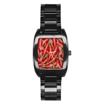 Seamless-chili-pepper-pattern Stainless Steel Barrel Watch Front