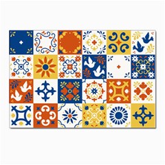 Mexican-talavera-pattern-ceramic-tiles-with-flower-leaves-bird-ornaments-traditional-majolica-style- Postcard 4 x 6  (pkg Of 10) by uniart180623