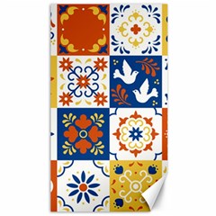 Mexican-talavera-pattern-ceramic-tiles-with-flower-leaves-bird-ornaments-traditional-majolica-style- Canvas 40  X 72  by uniart180623