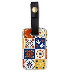 Mexican-talavera-pattern-ceramic-tiles-with-flower-leaves-bird-ornaments-traditional-majolica-style- Luggage Tag (one Side) by uniart180623