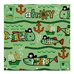 Seamless Pattern Fishes Pirates Cartoon Banner and Sign 4  x 4  Front