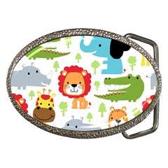 Seamless-pattern-vector-with-animals-cartoon Belt Buckles by uniart180623