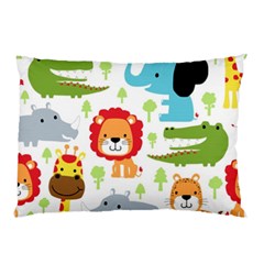 Seamless-pattern-vector-with-animals-cartoon Pillow Case by uniart180623