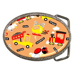 Seamless-pattern-cartoon-with-transportation-vehicles Belt Buckles by uniart180623