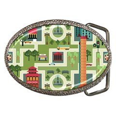 City-seamless-pattern Belt Buckles by uniart180623