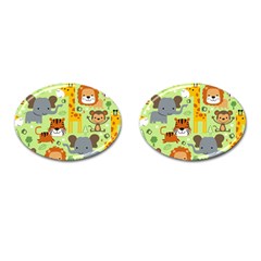 Seamless-pattern-vector-with-animals-wildlife-cartoon Cufflinks (oval) by uniart180623