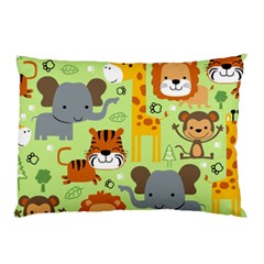 Seamless-pattern-vector-with-animals-wildlife-cartoon Pillow Case by uniart180623