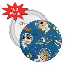 Seamless-pattern-funny-astronaut-outer-space-transportation 2 25  Buttons (100 Pack)  by uniart180623