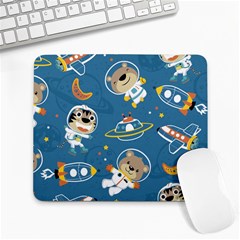 Seamless-pattern-funny-astronaut-outer-space-transportation Large Mousepad by uniart180623