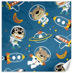 Seamless-pattern-funny-astronaut-outer-space-transportation Canvas 16  X 16  by uniart180623