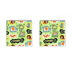 Seamless-pattern-with-wildlife-animals-cartoon Cufflinks (square) by uniart180623