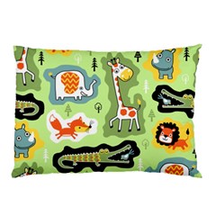 Seamless-pattern-with-wildlife-animals-cartoon Pillow Case by uniart180623