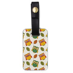 Background-with-owls-leaves-pattern Luggage Tag (one Side) by uniart180623